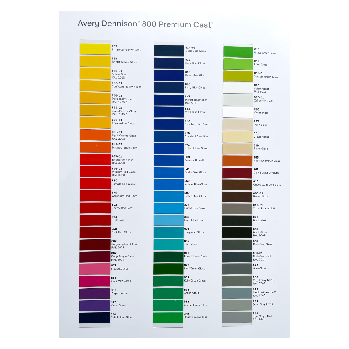 Farbkarte Plotfolien