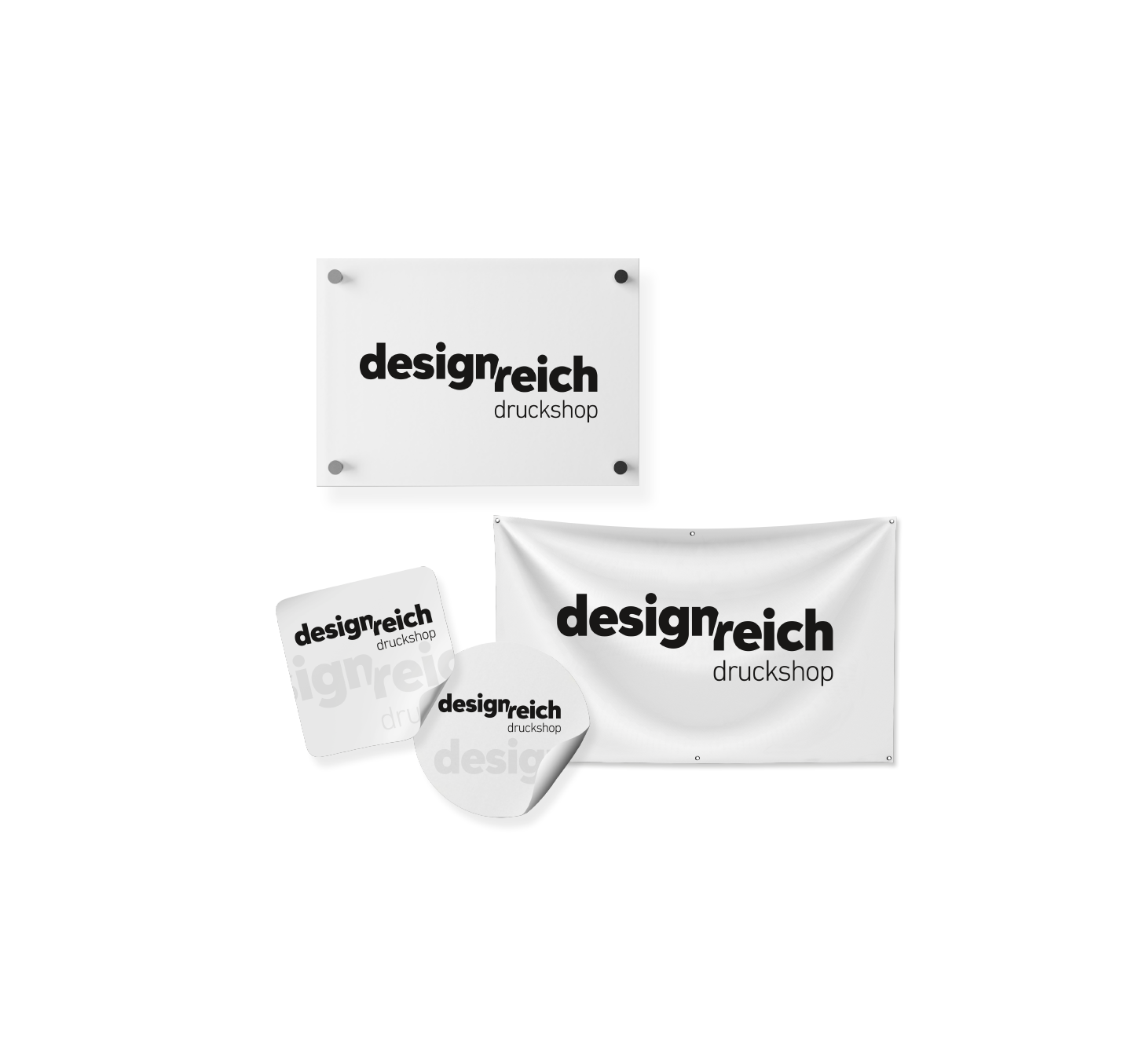 Aufkleber, Schilder, Banner und vieles mehr günstig drucken lassen im Onlineshop von Designreich.
