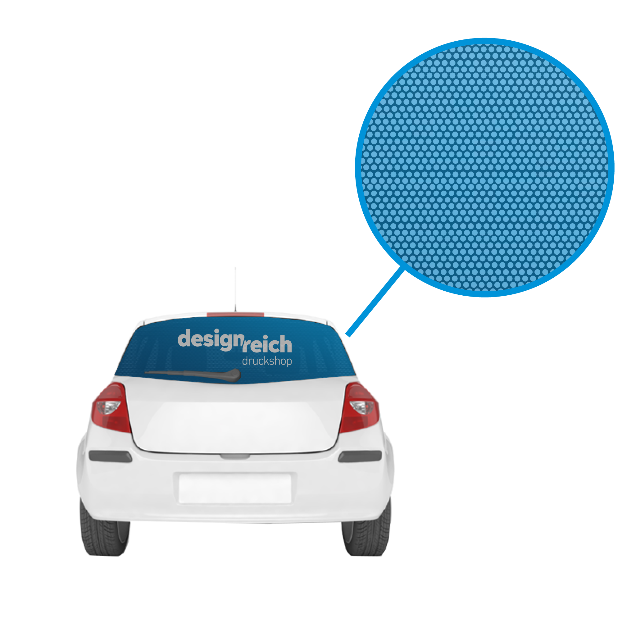 Bedruckte Lochfolien für Fahrzeugfenster in Ihrem Wunschformat online bestellen im Designreich Druckshop