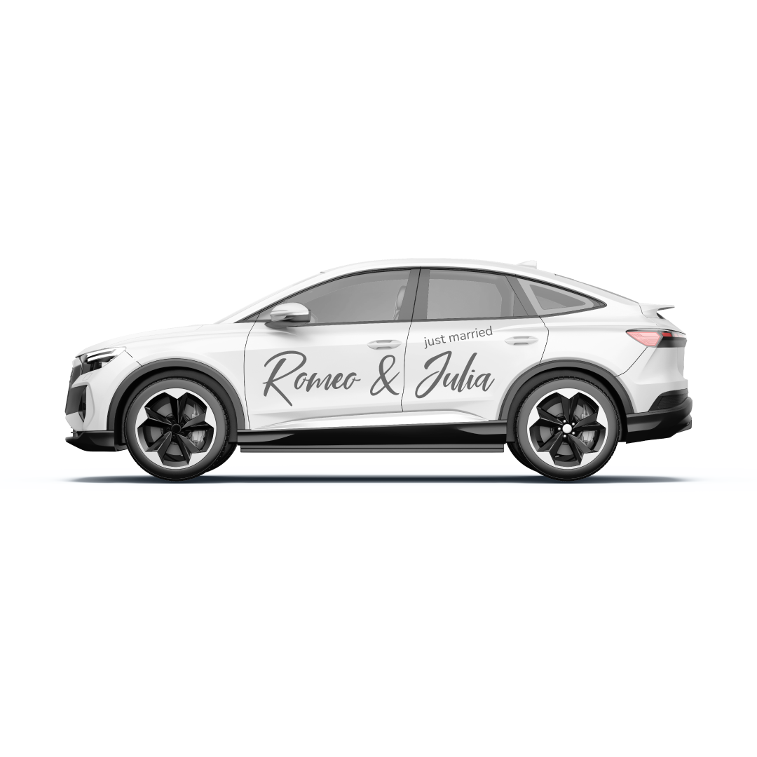 Fahrzeugbeschriftung für Hochzeiten